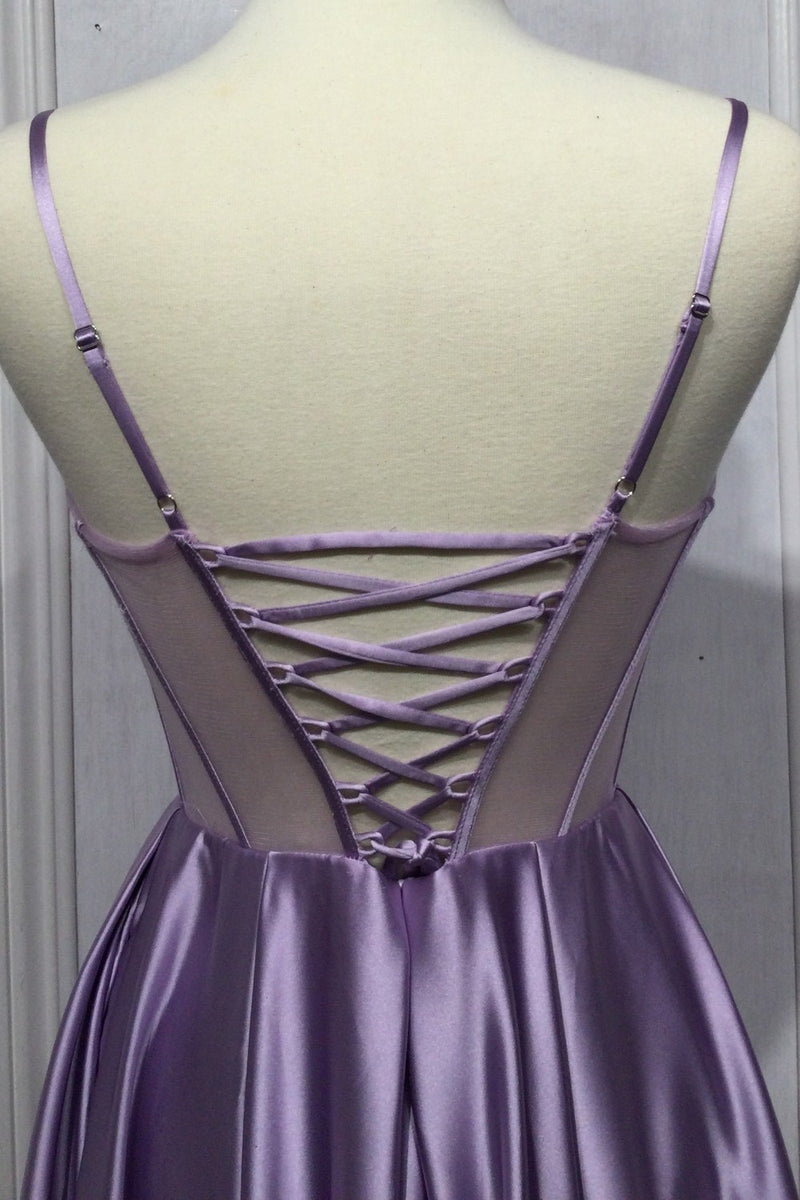 LaDivine CD0186 Lace Corset High Slit Dress 