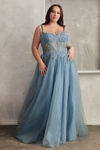 Alex Prom Dress Lace & Layered Tulle Gown Cinderella Divine C150  LaDivine C150 740150ER-Blue
