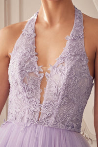 Allure Prom Dress Lace Halter Gown Andrea & Leo A1206 LaDivine A1206  6201206TKR-Lavender