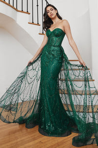 Andromeda Prom Dress Strapless with Overskirt Gown Cinderella Divine CB095 LaDivine CB095  750095TRR-Emerald