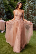 Load image into Gallery viewer, Ayesha Prom Dress Strapless with Bow Sleeve Gown 6201338HNX-RoseGold Andrea &amp; Leo A1338