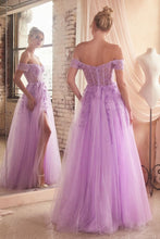 Load image into Gallery viewer, Betty Prom Dress Off the Shoulder A-line Lace Gown 740154TTR-Lavender Cinderella Divine C154 LaDivine C154