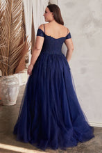 Load image into Gallery viewer, Betty Prom Dress Off the Shoulder A-line Lace Gown 740154TTR-Navy Cinderella Divine C154 LaDivine C154