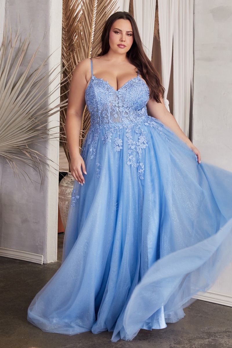 Bliss Prom Dress Strapless Lace Tulle Gown 740148ER Blue Cinderella PromDiva