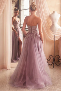 Bliss Prom Dress Strapless Lace & Tulle Gown 740148ER-DustyMauve Cinderella Divine C148  LaDivine C148