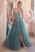 Load image into Gallery viewer, Bliss Prom Dress Strapless Lace &amp; Tulle Gown 740148ER-DustyTeal Cinderella Divine C148  LaDivine C148