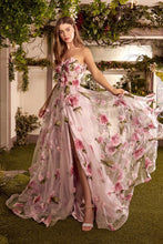 Load image into Gallery viewer, Bouquet Prom Dress Rose Printed Organza Gown 620A1035  Andrea &amp; Leo A1035
