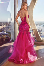 Load image into Gallery viewer, Calabria Prom Dress Mermaid Corset Back Gown 740353TRR-Fuchsia Cinderella Divine CM353 LaDivine CM353