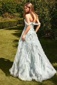 Callie Prom Dress Off the Shoulder Ball Gown 6201343TAK-SeafoamBlue   Andrea & Leo A1343  LaDivine A1343