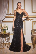 Load image into Gallery viewer, Charming Prom Dress Sequin Printed Gown 740334TTR-Black Cinderella Divine CM334  LaDivine CM334