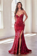 Load image into Gallery viewer, Charming Prom Dress Sequin Printed Gown 740334TTR-Red Cinderella Divine CM334  LaDivine CM334