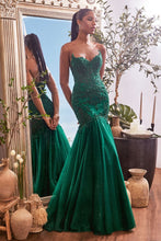 Load image into Gallery viewer, Cherish Prom Dress Lace &amp; Tulle Strapless Mermaid Gown 740482TKR-Emerald Cinderella Divine CDS482 LaDivine CDS482