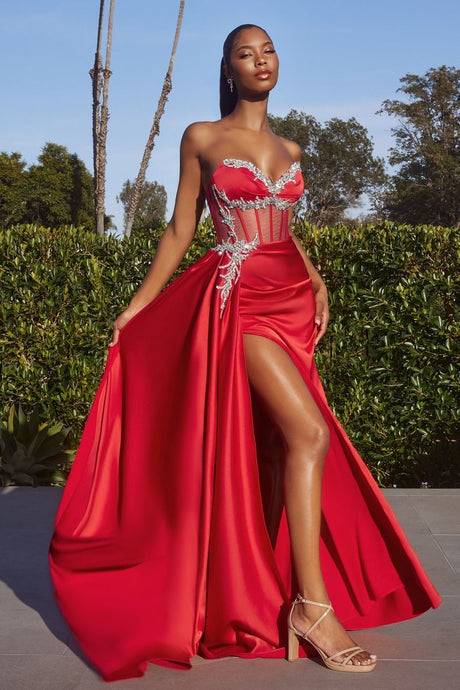 Colton Prom Dress Embellished Fitted Gown LaDivine CD343 Cinderella Divine CD343 740343TRR-Red