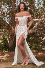 Load image into Gallery viewer, Covet Satin Off Shoulder Prom Dress 740186TRR-White LaDivine CD0186 Cinderella Divine CD0186