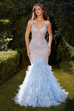 Load image into Gallery viewer, Cynthia Prom Dress Feather Mermaid Gown Andrea &amp; Leo A1298 LaDivine A1298  6201298TER-LightBlue