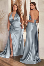 Load image into Gallery viewer, Cyrus Prom Dress Satin Halter Gown 740079AR-DustyBlue Cinderella Divine CH079  LaDivine CH079