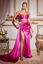 Load image into Gallery viewer, Dreamer Prom Dress Strapless Satin Corset Gown 740269TRR-Magenta LaDivine CD269 Cinderella Divine CD269