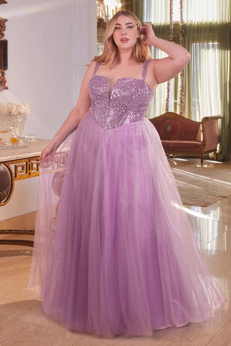 Eternity Prom Dress Tulle & Sequin Gown 740217ER-DustyLavender LaDivine CD0217 Cinderella Divine CD0217
