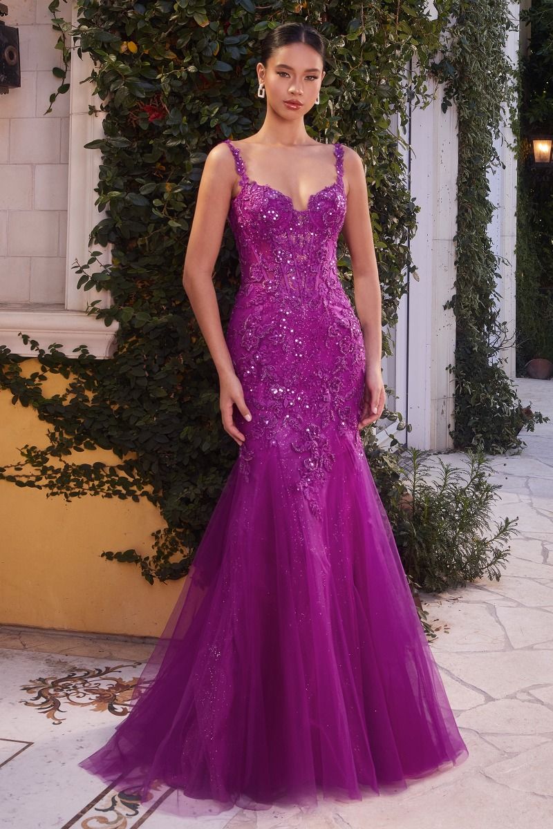 Exceptional Prom Dress Lace and Tulle Mermaid Gown 6201231TKR-Amethyst Andrea & Leo A1231