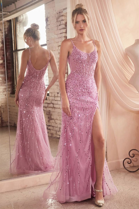 Echo Prom Dress Sequin Adorned Fitted Gown LaDivine CD0220 Cinderella Divine CD0220 740220THK-BlossomPink