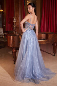 Emotion Prom Dress Lace & Tulle Gown 740234ER-SmokeyBlue     Cinderella Divine CD0234 LaDivine CD0234
