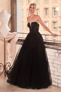 Eternity Prom Dress Strapless & Sequin Gown 740217ER-Black LaDivine CD0217 Cinderella Divine CD0217