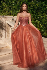 Eternity Prom Dress Strapless & Sequin Gown 740217ER-Sienna LaDivine CD0217 Cinderella Divine CD0217
