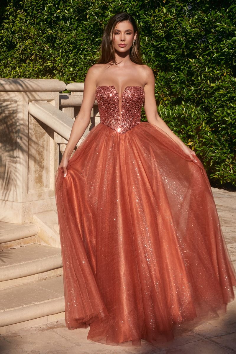 Glittery Prom Dress Peach