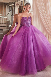 Eternity Prom Dress Strapless & Sequin Gown 740217ER-Amethyst LaDivine CD0217 Cinderella Divine CD0217