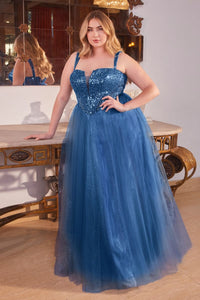 Eternity Prom Dress Strapless & Sequin Gown 740217ER-DeepBlue LaDivine CD0217 Cinderella Divine CD0217