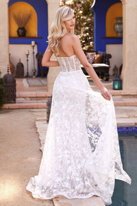 Eva Formal Gown Strapless Corset Bodice Tulle Skirt 74046TIR-White LaDivine CB046 Cinderella Divine CB046
