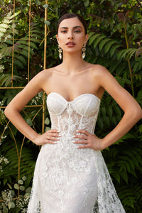 Eva Formal Gown Strapless Corset Bodice Tulle Skirt 74046TIR-White LaDivine CB046 Cinderella Divine CB046