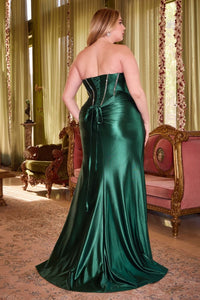 Fierce Sheer Corset Top Prom Dress 740423TRR-Emerald LaDivine CDS423 Cinderella Divine CDS423
