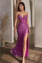 Load image into Gallery viewer, Fiesta Prom Dress Embellished Strapless Corset Back Gown CD0227    740227TTR-Amethyst