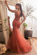 Load image into Gallery viewer, Forever Prom Dress Sequin Floral Print Mermaid Dress 740488TIR-Sienna LaDivine CDS488 Cinderella Divine CDS488
