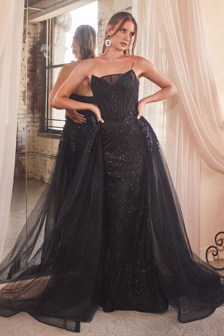 Giselle Prom Dress Structured Strapless Gown LaDivine J858  Cinderella Divine J858 740858TRR-Black