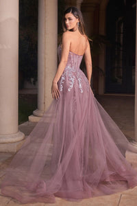 Giselle Prom Dress Structured Strapless Gown LaDivine J858  Cinderella Divine J858 740858TRR-DustyMauve