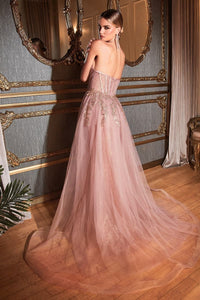 Giselle Prom Dress Structured Strapless Gown LaDivine J858  Cinderella Divine J858 740858TRR-RoseGold