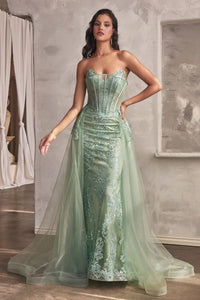 Giselle Prom Dress Structured Strapless Gown LaDivine J858  Cinderella Divine J858 740858TRR-Sage