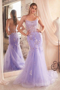 Infatuated Prom Dress Mermaid with Corset 740145THR-Lavender LaDivine D145 Cinderella Divine D145 Andrea & Leo D145