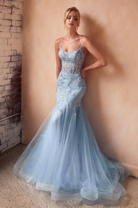 Infatuated Prom Dress Mermaid with Corset 740145THR-LiteBlue LaDivine D145 Cinderella Divine D145 Andrea & Leo D145