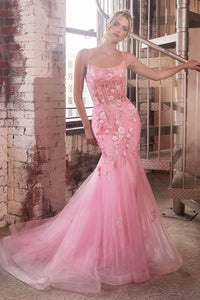 Infatuated Prom Dress Mermaid with Corset 740145THR-Pink LaDivine D145 Cinderella Divine D145 Andrea & Leo D145