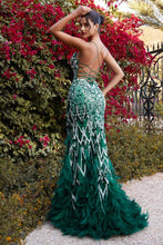 Load image into Gallery viewer, Jenner Prom Dress Feather Embellished Gown 6201229TAX-Emerald Andrea &amp; Leo A1229 LaDivine A122