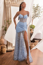 Load image into Gallery viewer, Jess Prom Dress Glitter Printed Gown 740155ER-SmokyBlue       Cinderella Divine C155   LaDivine C155