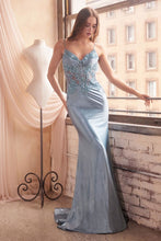 Load image into Gallery viewer, Julia Prom Dress Fitted Glitter and Lace Satin Gown 740450EE-Blue LaDivine CDS450