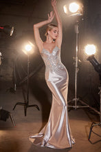 Load image into Gallery viewer, Julia Prom Dress Fitted Glitter and Lace Satin Gown 740450EE-Silver LaDivine CDS450