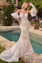 Load image into Gallery viewer, Kate Bridal Dress Removable Sleeves Lace Gown LaDivine CDS431W  Cinderella Divine CDS431W