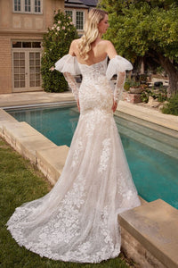 Kate Bridal Dress Removable Sleeves Lace Gown LaDivine CDS431W  Cinderella Divine CDS431W