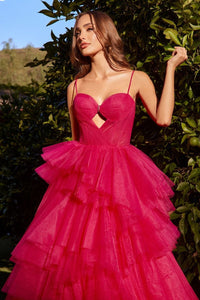 Laney Prom Dress Tiered Ruffle Ball Gown 6201238TXK-AzaleaPink Andrea & Leo A1238  LaDivine A1238