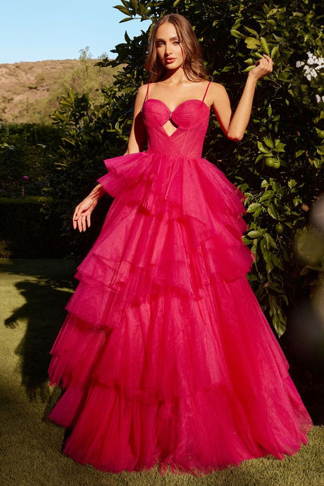 Laney Prom Dress Tiered Ruffle Ball Gown 6201238TXK-AzaleaPink Andrea & Leo A1238  LaDivine A1238